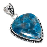 Neon Blue Apatite Gemstone Pendant, Handmade Sterling Silver Pendant"