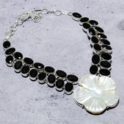 Necklace Natural Mother Of Pearl, Spinel Gemstone 925 Sterling Silver