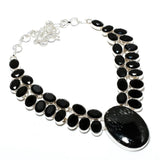 Necklace Natural Nuummite, Spinel Gemstone 925 Sterling Silver Gift