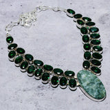 Necklace Natural Seraphinite, Diopside Gemstone 925 Sterling Silver