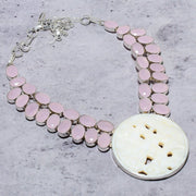 Necklace Natural Mother Of Pearl, Chalcedony 925 Sterling Silver