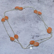 Necklace Natural Orange Carnelian Gemstone 925 Sterling Silver Gift