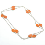 Necklace Natural Orange Carnelian Gemstone 925 Sterling Silver Gift