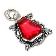 Natural Mozambique Garnet Gemstone Pendant, Sterling Silver Pendant"