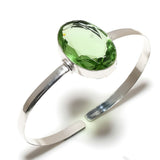 Bangle Natural Peridot Gemstone 925 Sterling Silver Cuff Adjustable