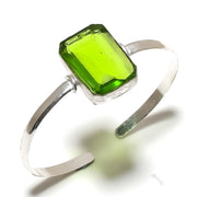 Bangle Natural Peridot Gemstone 925 Sterling Silver Cuff Adjustable