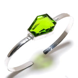 Bangle Natural Peridot Gemstone 925 Sterling Silver Cuff Adjustable