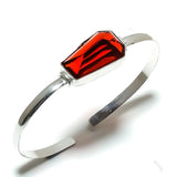 Bangle Natural Mozambique Garnet Gemstone 925 Sterling Silver Cuff Adj.