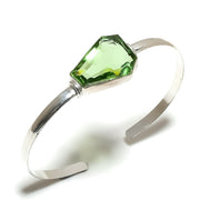 Bangle Natural Peridot Gemstone 925 Sterling Silver Cuff Adjustable