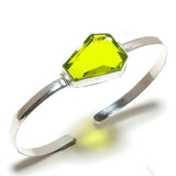 Bangle Natural Peridot Gemstone 925 Sterling Silver Cuff Adjustable