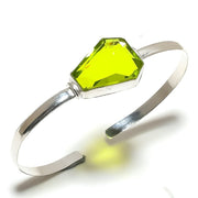 Bangle Natural Peridot Gemstone 925 Sterling Silver Cuff Adjustable