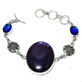 Bracelet Natural Purple Labradorite,Topaz Gemstone 925 Sterling Silver 7-8"