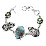 Bracelet Natural Republic Larimar,Tsavorite Stone 925 Sterling Silver 7-8"