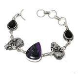 Bracelet Natural Russian Charoite,Amethyst Stone 925 Sterling Silver 7-8"