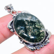 Natural Moss Agate Pendant, Handmade Sterling Silver Pendant"