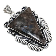 Natural Larvikite Gemstone Pendant, Handmade Sterling Silver Pendant"