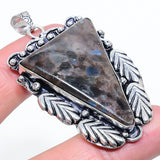 Natural Larvikite Gemstone Pendant, Handmade Sterling Silver Pendant"