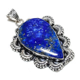 Lapis Lazuli Gemstone Pendant, Sterling Silver Pendant, Women's natural design pendant