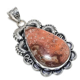 Natural Leopard Skin Jasper Gemstone Pendant, Sterling Silver Pendant"