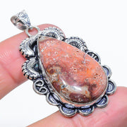 Natural Leopard Skin Jasper Gemstone Pendant, Sterling Silver Pendant"