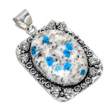 Natural K2 Azurite Gemstone Pendant, Handmade  Sterling Silver Pendant