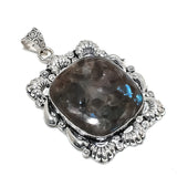 Elegant Larvikite Gemstone Pendant, Sterling Silver Pendant"