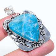 Natural Neon Apatite Gemstone Pendant, Sterling Silver Pendant"