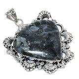 Natural Larvikite Gemstone pendant, Sterling Silver Pendant"