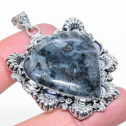 Natural Larvikite Gemstone pendant, Sterling Silver Pendant"