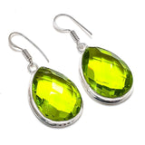 Earring Natural Peridot Gemstone Handmade 925 Sterling Silver Gift 1.77"