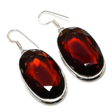 Earring Natural Mozambique Garnet Gemstone 925 Sterling Silver 2.05"