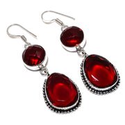 Earring Natural Mozambique Garnet Gemstone 925 Sterling Silver 2.44"