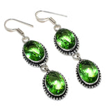 Earring Natural Peridot Gemstone Handmade 925 Sterling Silver Gift 2.29"