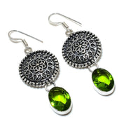 Earring Natural Peridot Gemstone Handmade 925 Sterling Silver Gift 2.25"