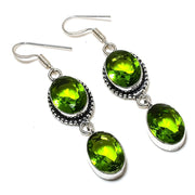 Earring Natural Peridot Gemstone Handmade 925 Sterling Silver Gift 2.36"