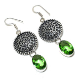 Earring Natural Peridot Gemstone Handmade 925 Sterling Silver Gift 2.36"