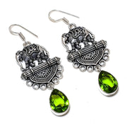 Earring Natural Peridot Gemstone Handmade 925 Sterling Silver Gift 2.56"