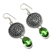 Earring Natural Peridot Gemstone Handmade 925 Sterling Silver Gift 2.29"