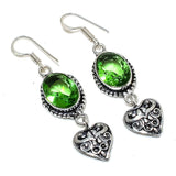 Earring Natural Peridot Gemstone Handmade 925 Sterling Silver Gift 2.29"