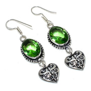 Earring Natural Peridot Gemstone Handmade 925 Sterling Silver Gift 2.17"