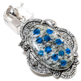 Natural Azurite Gemstone Pendant, Handmade Sterling Silver Pendant