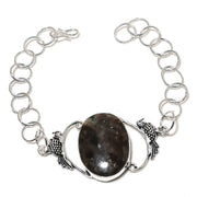 Bracelet Natural Larvikite Stone Gemstone 925 Sterling Silver 7-8"