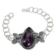 Bracelet Natural Sage Amethyst Gemstone Handmade 925 Sterling Silver 7-8"