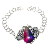 Bracelet Natural Rainbow Solar Quartz Handmade 925 Sterling Silver 7-8"