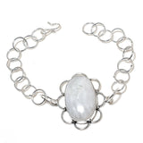 Bracelet Natural Rainbow Moonstone Gemstone 925 Sterling Silver  7-8"