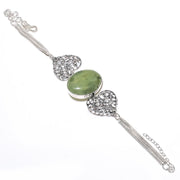 Bracelet Natural Prehnite Gemstone Handmade 925 Sterling Silver 7-8"