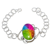 Bracelet Natural Rainbow Solar Quartz Handmade 925 Sterling Silver 7-8"