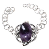 Bracelet Natural Sage Amethyst Gemstone Handmade 925 Sterling Silver 7-8"