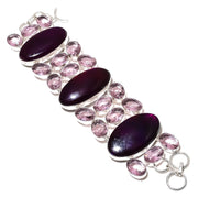 Bracelet Natural Purple Labradorite,Kunzite Stone 925 Sterling Silver 7-8"