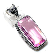 Rare Natural Pink Kunzite Pendant, Gemstone Pendant, Sterling Silver Pendant"